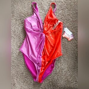 Purple And Red Sparkly Bathing Suit